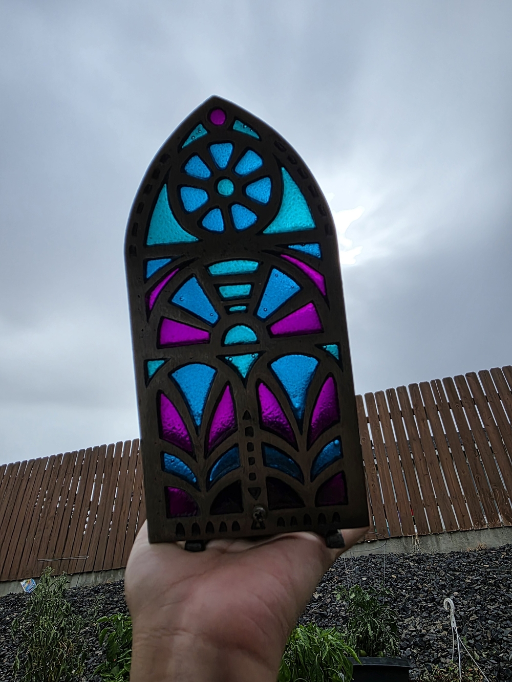 Colonial Candle Japan Cast Iron Cathedral Stained Glass Candle Holder Votive